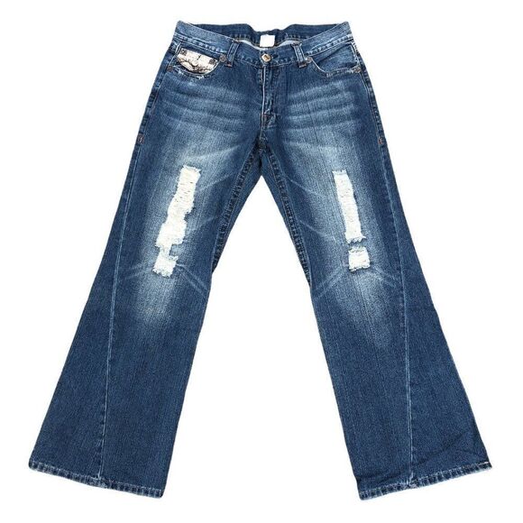 True Religion Jeans Size 38 JOEY BIG T Snakeskin Blue - Picture 4 of 12